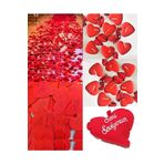 Adm Store 25 Adet Kalpli Tealight Mum + 1500 Adet Kuru Gül + 365 Gün Söz Kartları 1 Adet Seni Seviyorum Yastık