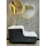 Adnan Mobilya Abdest Lavabosu Çocuk Yaşlı Engelli Abdest Lavabosu Z Lavabo 115x45 cm antrasit sağ