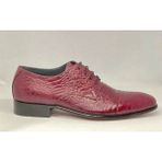 Adnan Shoes Erkek Bordo Bağcıklı Hakiki Özel Baskı Deri Dikişli Fransız Kösele Tabanlı Ökçe Topuklu El Yapımı Ayakkabı - Bordo - Bordo