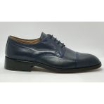 Adnan Shoes Erkek Deri Lacivert Oxford Bağlı Dikişli Vardola Kösele Elyapımı Ayakkabı - 05C-Lacivert