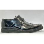 Adnan Shoes Erkek Hakiki Deri Siyah Rugan Bağlı Eva Tabanlı Oxford Ayakkabı - 024-Siyah