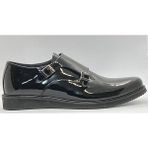 Adnan Shoes Erkek Hakiki Deri Siyah Rugan Çift Toka Oxford Ayakkabı - 024-Siyah