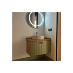 AdnDesing Asma 2 Kapaklı Lavabolu Ahşap-mat Yeşil Mdf 85 Cm Banyo Dolabı-ledli Ayna