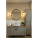 AdnDesing Banyo Dolabı Seti-Vizon Mat Lake Boyalı-Ahşap Tezgah-Boy Dolabı-Aynalı Üst Dolap-100 Cm -Lavabosuz