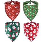 ADOGGYGO 4'lü Paket Köpek Bandana Noel Köpek Atkısı Önlükler Fular Seti Köpek Noel Kostümü Noel Tatil Bandanaları Küçük Köpekler Kediler Evcil Hayvanlar için (Small, Kırmızı ve Yeşil)