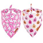 ADOGGYGO Cadılar Bayramı Köpek Bandana, Cadılar Bayramı Balkabağı Hayalet Köpek Eşarp, Birinci Sınıf Dayanıklı Kumaş, Ayarlanabilir Kesim Dişi Köpek Cadılar Bayramı Bandanaları Büyük ve Ekstra Büyük