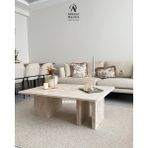 Adomar Marble Traverten Orta Sehpa - Bej