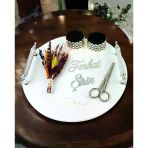 Adoration Polyester Gümüş Söz Nişan Tepsisi GRİ