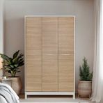 Adore London 3 Kapılı Gardırop 120x202x52 Gövde Beyaz Kapak İtalyan Meşe