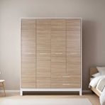 Adore London 4 Kapılı Gardırop 159x202x52 Gövde Beyaz Kapak İtalyan Meşe