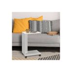 Adore Mobilya 35x65x45 cm Beyaz Mat Lake Çok Amaçlı Tekerlekli C Koltuk Sehpası