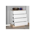 Adore Mobilya Base 4 Çekmeceli Şifonyer - İtalyan Meşe-Mat Beyaz 72x88x40 cm (GxYxD)