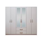 Adore Mobilya Beyaz 188x239x55 cm 6 Kapılı 2 Çekmeceli Aynalı Gardırop
