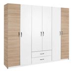 Adore Mobilya Bodrum Beyaz 6 Kapılı 2 Çekmeceli Meşe Gardrop