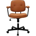 Adore Mobilya Button Çalışma Sandalyesi Koyu Hardal Suni Deri 62 x 77-87 x 60 cm Ergonomik Tasarım ve Konfor