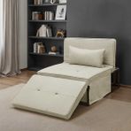 Adore Mobilya Cube Katlanır Yataklı Puf - Vizon 96X189X42.5 / 96X168X92.5 cm - Bej
