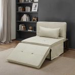 Adore Mobilya Cube Katlanır Yataklı Puf - Vizon 96x189x42.5 - 96x168x92.5 CM