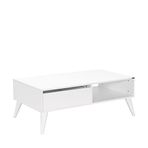 Adore Mobilya Dikdörtgen Orta Sehpa - Diamond Beyaz 16 mm Yonga Levha Geniş kullanışlı 110 x 42 x 65 cm (Genişlik x Yükseklik x Derinlik) bölme Gövde rengi retro ayaklar