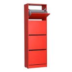 Adore Mobilya Flat Duo 4 KatlıKırmızı Ayakkabılık Dolabı
