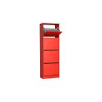 Adore Mobilya Flat Duo Kırmızı 51x157x26 cm 4 Katlı Ayakkabılık Dolabı