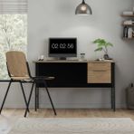 Adore Mobilya Focus Çalışma Masası Florida Meşe - Siyah 130X75X60 cm - 130x75x60cm