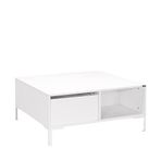 Adore Mobilya Kare Orta Sehpa - Diamond Beyaz Lazer kesim metal ayaklar 2 adet raysız çekmece 2 adet kullanışlı açık bölme 90 x 42 x 90 cm (Genişlik x Yükseklik x Derinlik)