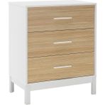 Adore Mobilya London 3 Çekmeceli Şifonyer-Meşe-Beyaz 73x88x45 Cm (Gxyxd) - Meşe - Beyaz
