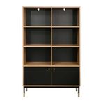Adore Mobilya Madrid Büfe Ceviz Siyah 110x40x154.5 cm 6 Bölmeli Çekmeceli Kitaplık