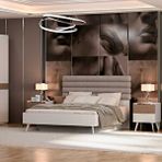 Adore Mobilya Milano Çift Kişilik Karyola - Vizon/zebra 166x120x205 Cm Bej