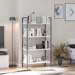 Adore Mobilya Profile Diamond Beyaz Siyah 73x136x35 cm 4 Raflı Kitaplık