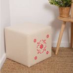 Adore Mobilya Red Puf-kırmızıı Baskılı 40x40x40 Cm Bej
