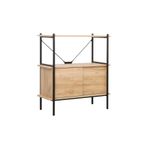 Adore Mobilya Retro 2 Raflı Sürgü Kapaklı Metal Kitaplık - Ceviz-Siyah 80x92x40 CM