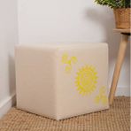 Adore Mobilya Sunny Puf-sarı Baskılı 40x40x40 Cm Bej