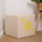 Adore Mobilya Sunny Puf-Sarı Baskılı 40x40x40 cm