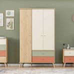 Adore Mobilya Terra Florida Meşe 121x200x54 cm Genç Odası 3 Kapılı 2 Çekmeceli Gardrop