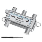 Adoreen 4 Yollu Koaksiyel Kablo Ayırıcı, 10-2602MHz Mini Çift Yönlü Dijital Sinyal RG6/RG59 Coax İç ve Dış Mekan, CATV, Uydu, Anten, MoCA, İnternet, Modem + Tornavida-4 Bağlantı Noktası için
