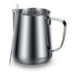 Adorever Süt Köpürtme Sürahisi 600 ml / 200 ml Buharlı Sürahi Paslanmaz Çelik Süt Kahve Cappuccino Latte Art Barista Buharlı Sürahi Sütlü Sürahi Dekorasyon Kalemi, Gümüş