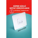 adornazzle 1 Adet Süper Güçlü Şeffaf Çerçeve Askısı, Duvar Delmeyen Kanca, İz Bırakmaz Askı, Yapışkanlı Askı
