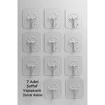 adornazzle 10 Adet Kapı Duvar Askısı, Kendinden Yapışkanlı Şeffaf Askı, Güçlü Kapı Askısı, 6X6cm
