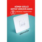 adornazzle 10 Adet Süper Güçlü Şeffaf Çerçeve Askısı, Duvar Delmeyen Kanca, İz Bırakmaz Askı, Yapışkanlı Askı
