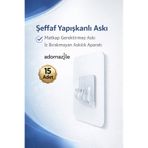 adornazzle 15 Adet Şeffaf Yapışkanlı Askı, Duvar Kancası, Matkap Gerektirmez Askı, İz Bırakmayan Askılık