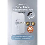 adornazzle 20 Adet Süper Güçlü Neme Dayanıklı Askı, Banyo Duvarı Vida Askılık, Suya Dayanıklı Yapışkanlı Askı