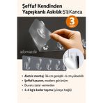 adornazzle 3'lü Güçlü Yapışkanlı Şeffaf Duvar Askısı, Banyo Askısı, Kapı Askısı, Düzenleyici Kanca Askılık