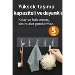 adornazzle 5'li Kendinden Yapışkanlı Şeffaf Askı, Kapı Askısı, Duvar Askısı, Banyo Askılık