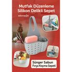adornazzle Askılı Evye Süngerliği ve Deterjan Düzenleyici, Silikon Delikli Mutfak Sepeti