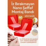 adornazzle İz Bırakmayan Nano Şeffaf Montaj Bandı, Nano Çift Taraflı Bant Seti, Tekrar Kullanılabilir 60 Parça