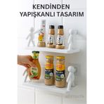adornazzle Yapışkanlı Banyo Rafı, İnsan Motifli Duvar Rafı, İnsan Figürlü Banyo Rafı