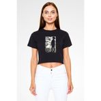Adrift The Cure Siyah Crop Top Tişört