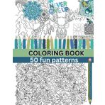 Adult coloring book with 50 fun patterns: Anti-stress coloring mandalas, zentangles, tag cards and letters for diferent skill levels, perfect for vacations, holidays and free time