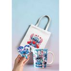 ADURA Stitch Konseptli Hediyelik Seti - Bez Çanta, Kupa Bardak ve Kalp Açacak Magnet 3'lü Set